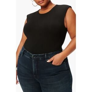 GOOD AMERICAN Womens Power Thong Bodysuit 5 XXL Black Crewneck Sleeveless NWT